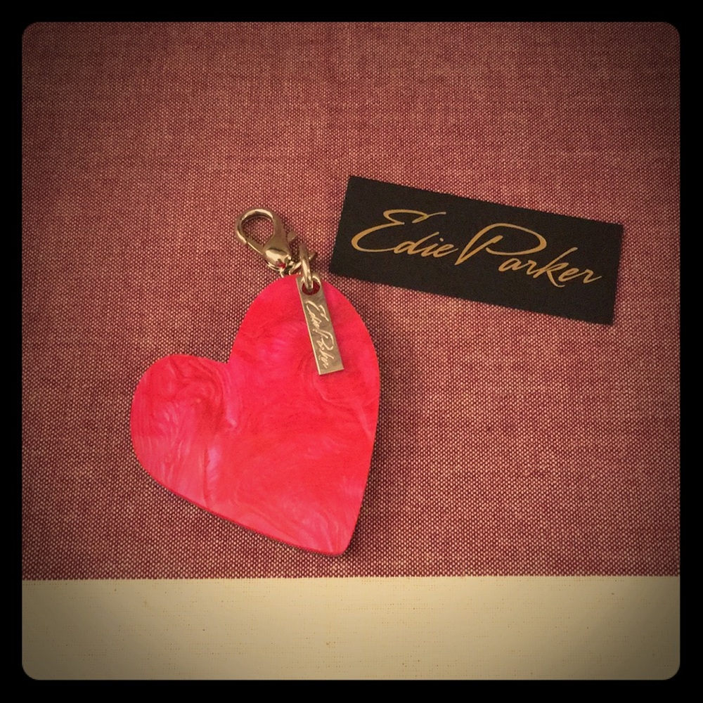 Edie Parker Heart Charm in pink and silver